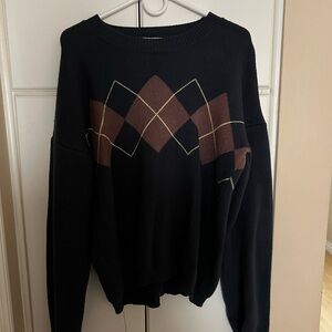 Taylor Swift Argyle Pattern Black and Brown Sweater